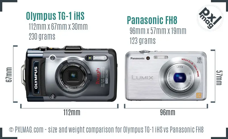 Olympus TG-1 iHS vs Panasonic FH8 size comparison