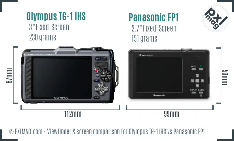 Olympus TG-1 iHS vs Panasonic FP1 Screen and Viewfinder comparison