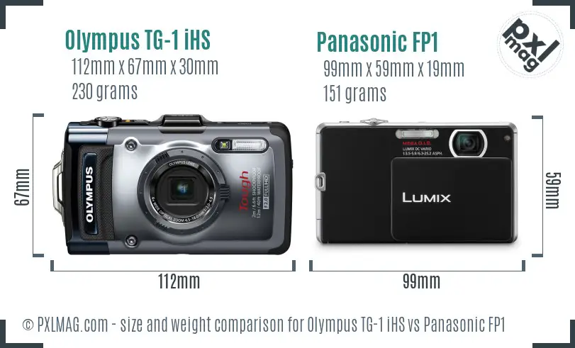 Olympus TG-1 iHS vs Panasonic FP1 size comparison