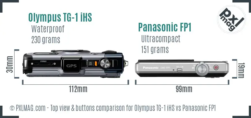 Olympus TG-1 iHS vs Panasonic FP1 top view buttons comparison