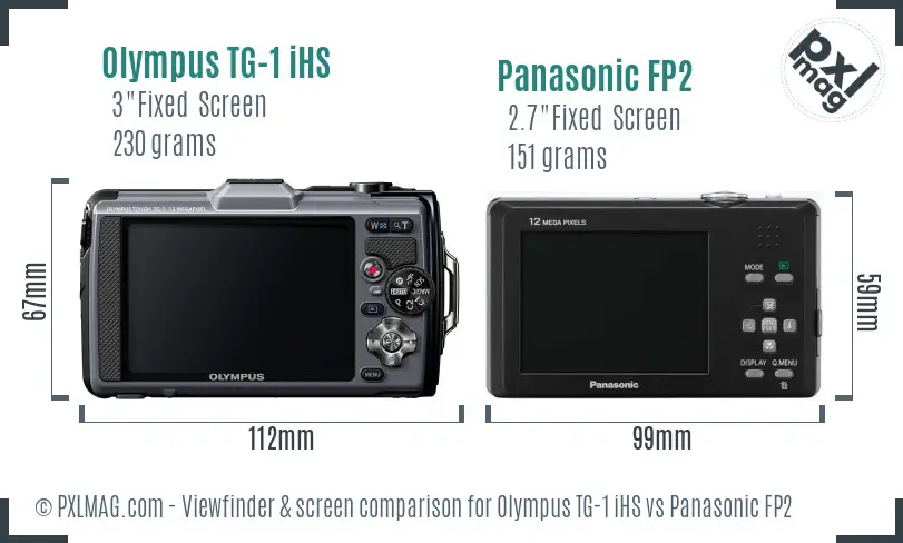 Olympus TG-1 iHS vs Panasonic FP2 Screen and Viewfinder comparison