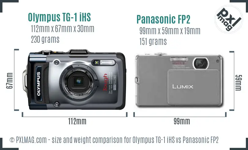 Olympus TG-1 iHS vs Panasonic FP2 size comparison