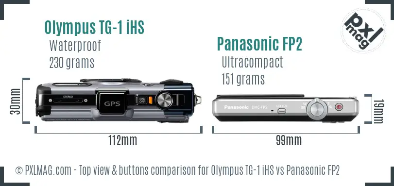 Olympus TG-1 iHS vs Panasonic FP2 top view buttons comparison