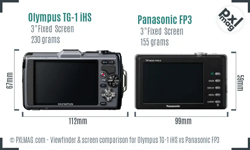 Olympus TG-1 iHS vs Panasonic FP3 Screen and Viewfinder comparison