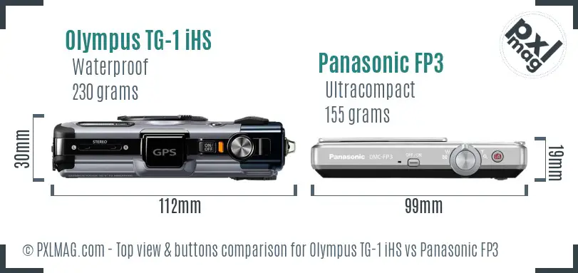 Olympus TG-1 iHS vs Panasonic FP3 top view buttons comparison