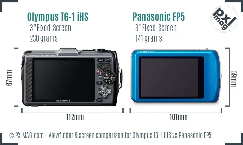 Olympus TG-1 iHS vs Panasonic FP5 Screen and Viewfinder comparison