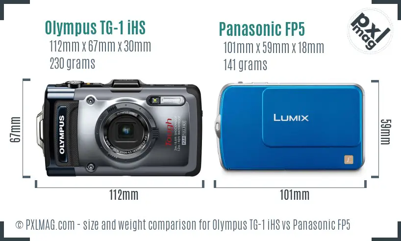 Olympus TG-1 iHS vs Panasonic FP5 size comparison