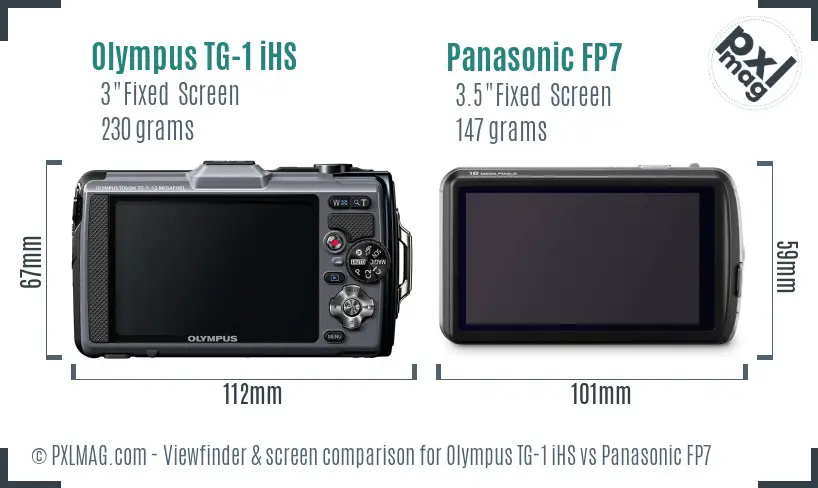 Olympus TG-1 iHS vs Panasonic FP7 Screen and Viewfinder comparison