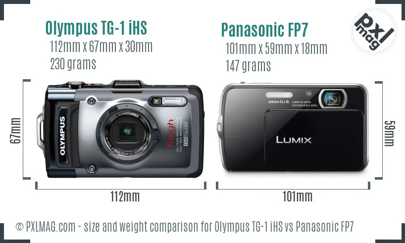 Olympus TG-1 iHS vs Panasonic FP7 size comparison