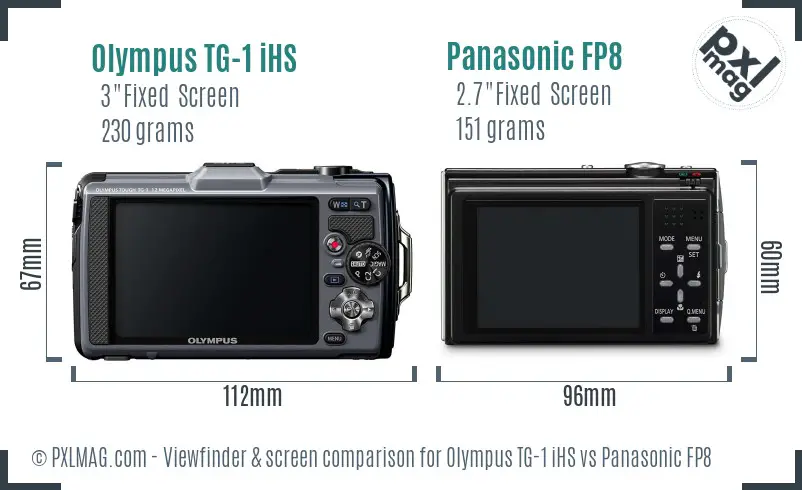 Olympus TG-1 iHS vs Panasonic FP8 Screen and Viewfinder comparison