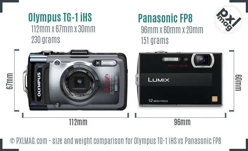 Olympus TG-1 iHS vs Panasonic FP8 size comparison