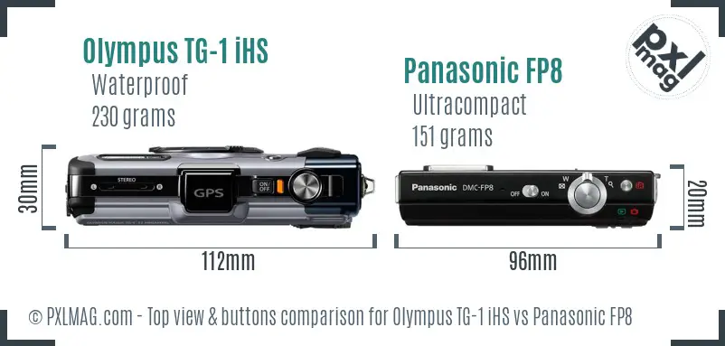 Olympus TG-1 iHS vs Panasonic FP8 top view buttons comparison