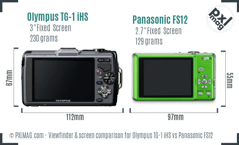 Olympus TG-1 iHS vs Panasonic FS12 Screen and Viewfinder comparison