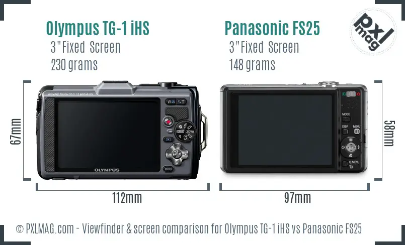 Olympus TG-1 iHS vs Panasonic FS25 Screen and Viewfinder comparison