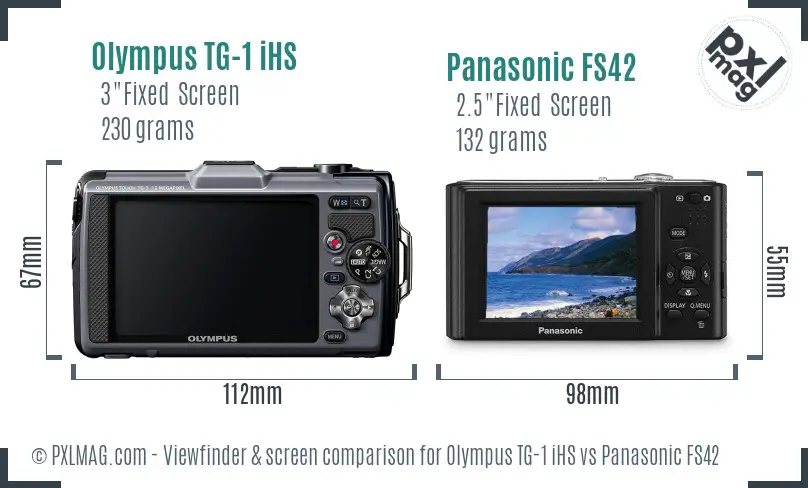 Olympus TG-1 iHS vs Panasonic FS42 Screen and Viewfinder comparison