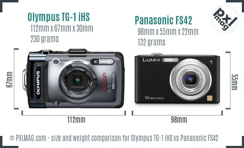 Olympus TG-1 iHS vs Panasonic FS42 size comparison