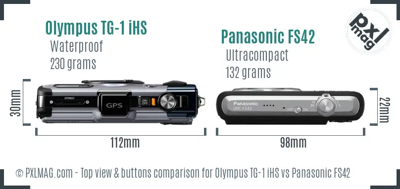 Olympus TG-1 iHS vs Panasonic FS42 top view buttons comparison