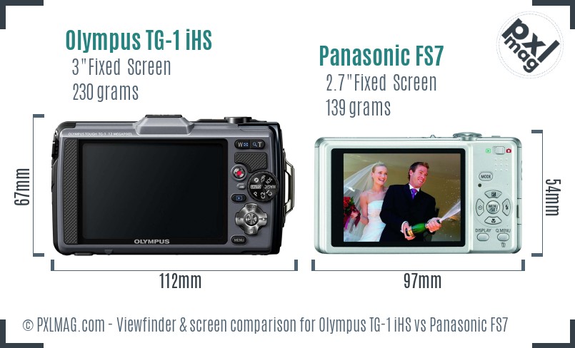 Olympus TG-1 iHS vs Panasonic FS7 Screen and Viewfinder comparison