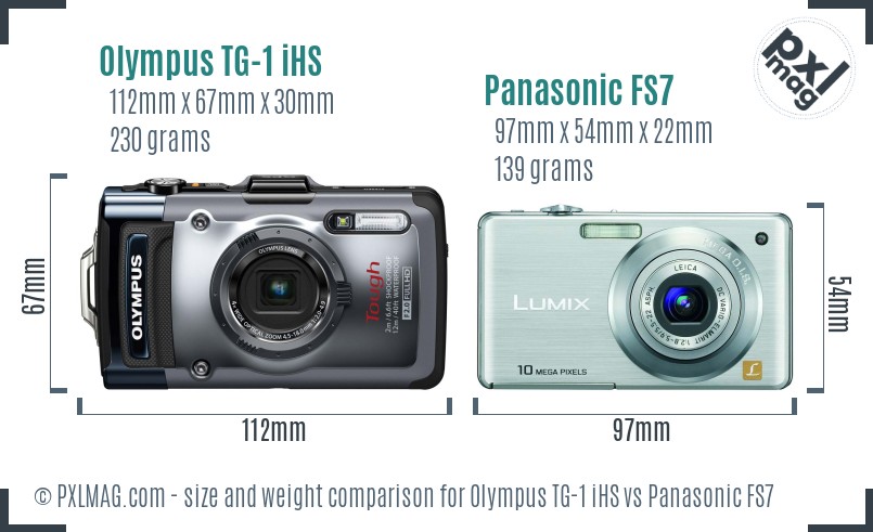 Olympus TG-1 iHS vs Panasonic FS7 size comparison