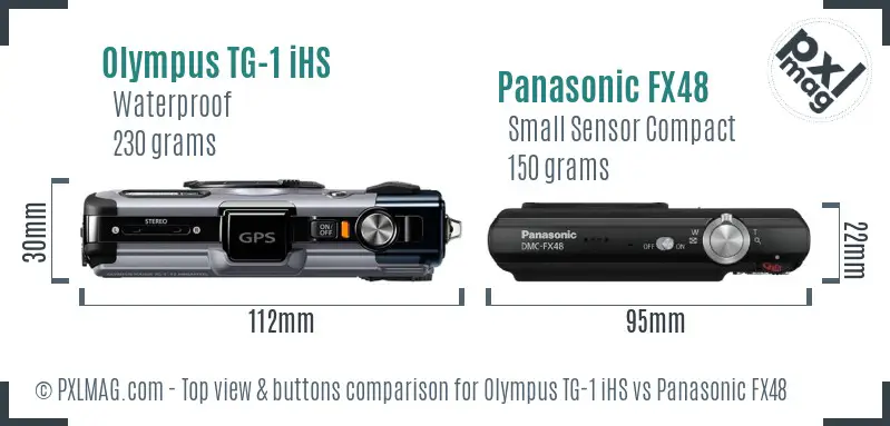 Olympus TG-1 iHS vs Panasonic FX48 top view buttons comparison Olympus TG-1 iHS vs Panasonic FX48 top view buttons comparison