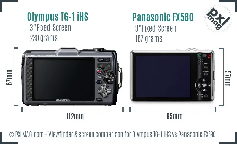 Olympus TG-1 iHS vs Panasonic FX580 Screen and Viewfinder comparison