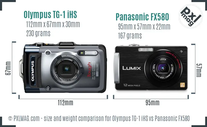 Olympus TG-1 iHS vs Panasonic FX580 size comparison