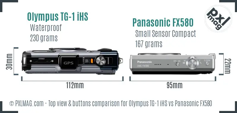 Olympus TG-1 iHS vs Panasonic FX580 top view buttons comparison