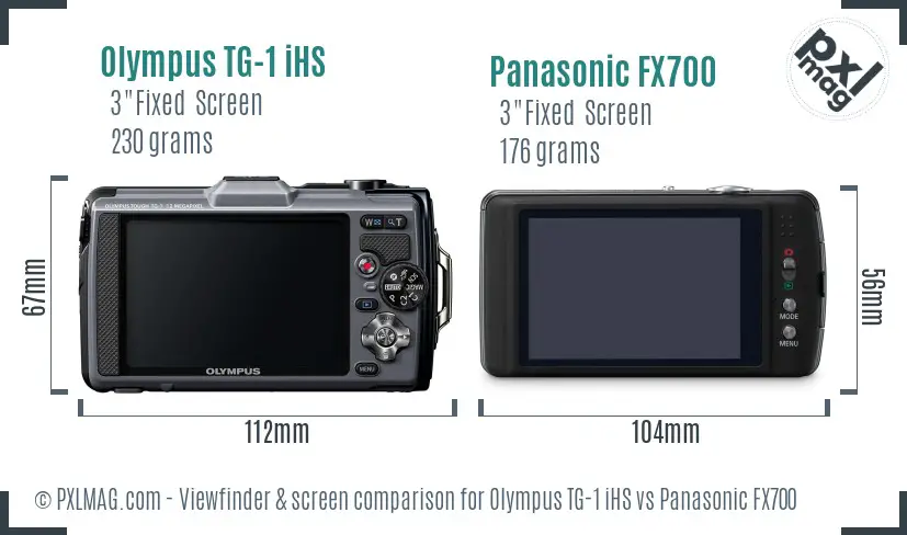 Olympus TG-1 iHS vs Panasonic FX700 Screen and Viewfinder comparison