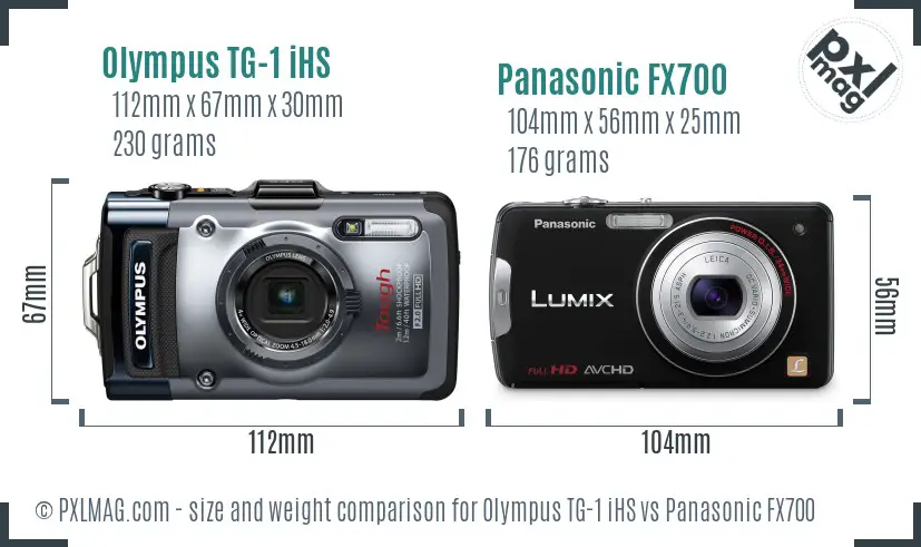 Olympus TG-1 iHS vs Panasonic FX700 size comparison