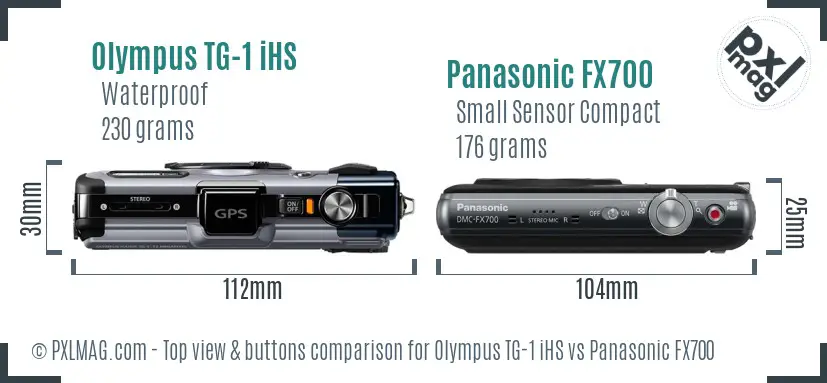 Olympus TG-1 iHS vs Panasonic FX700 top view buttons comparison