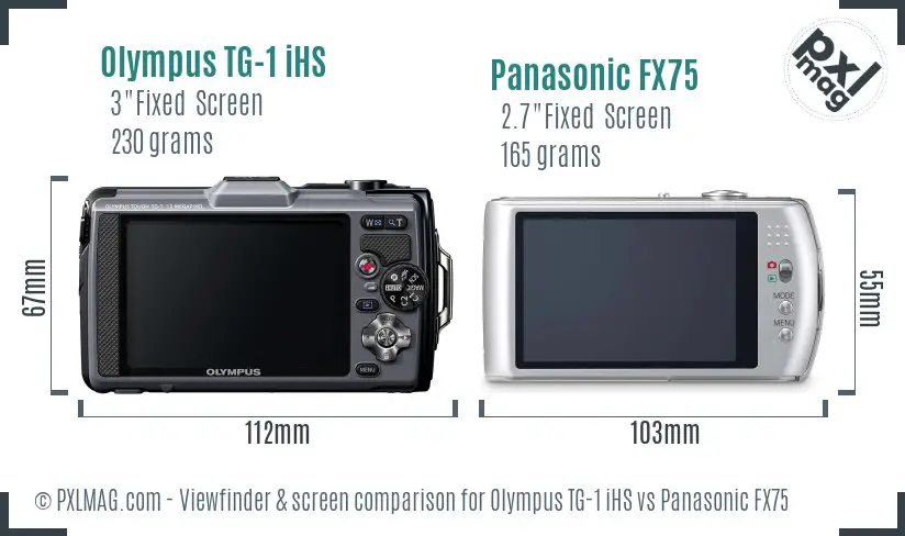 Olympus TG-1 iHS vs Panasonic FX75 Screen and Viewfinder comparison