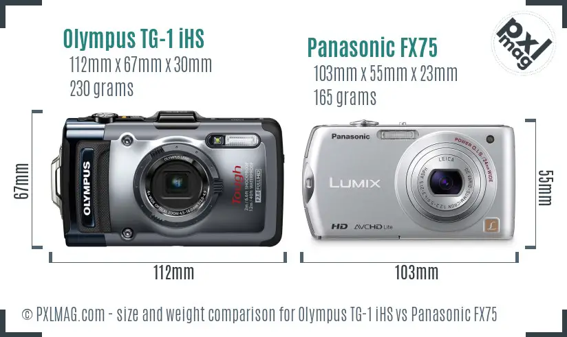 Olympus TG-1 iHS vs Panasonic FX75 size comparison
