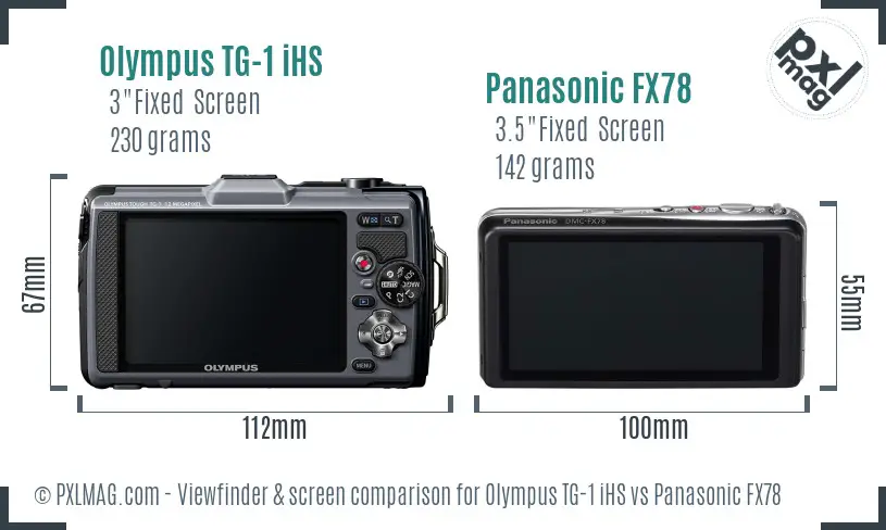 Olympus TG-1 iHS vs Panasonic FX78 Screen and Viewfinder comparison