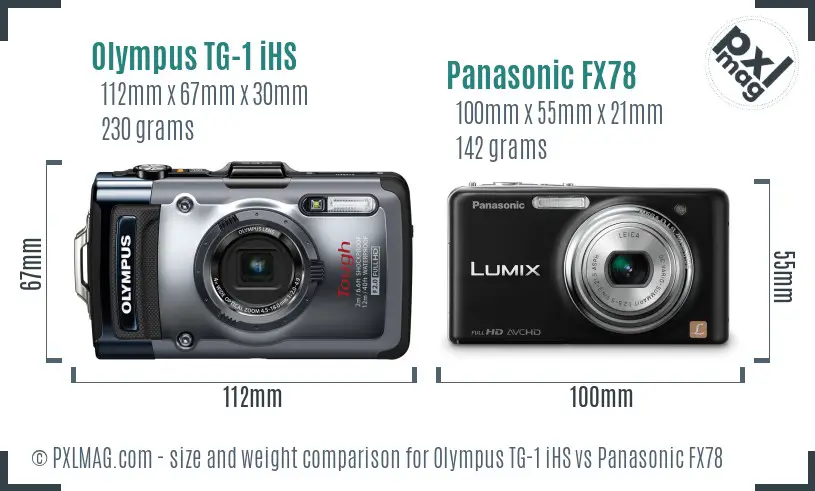 Olympus TG-1 iHS vs Panasonic FX78 size comparison