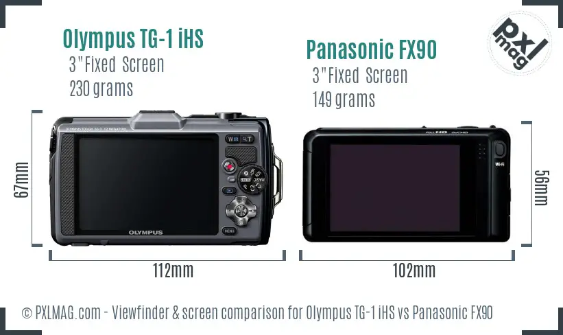 Olympus TG-1 iHS vs Panasonic FX90 Screen and Viewfinder comparison