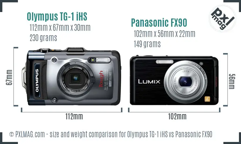 Olympus TG-1 iHS vs Panasonic FX90 size comparison