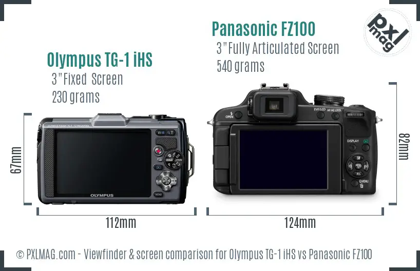 Olympus TG-1 iHS vs Panasonic FZ100 Screen and Viewfinder comparison