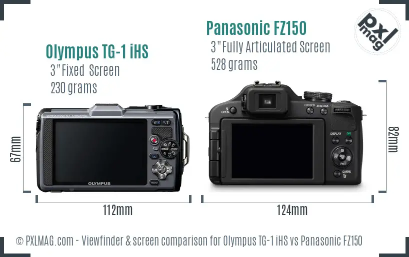 Olympus TG-1 iHS vs Panasonic FZ150 Screen and Viewfinder comparison