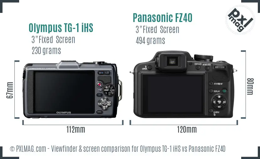 Olympus TG-1 iHS vs Panasonic FZ40 Screen and Viewfinder comparison Olympus TG-1 iHS vs Panasonic FZ40 Screen and Viewfinder comparison