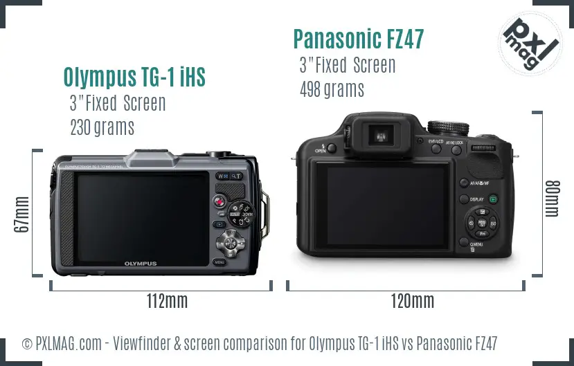 Olympus TG-1 iHS vs Panasonic FZ47 Screen and Viewfinder comparison
