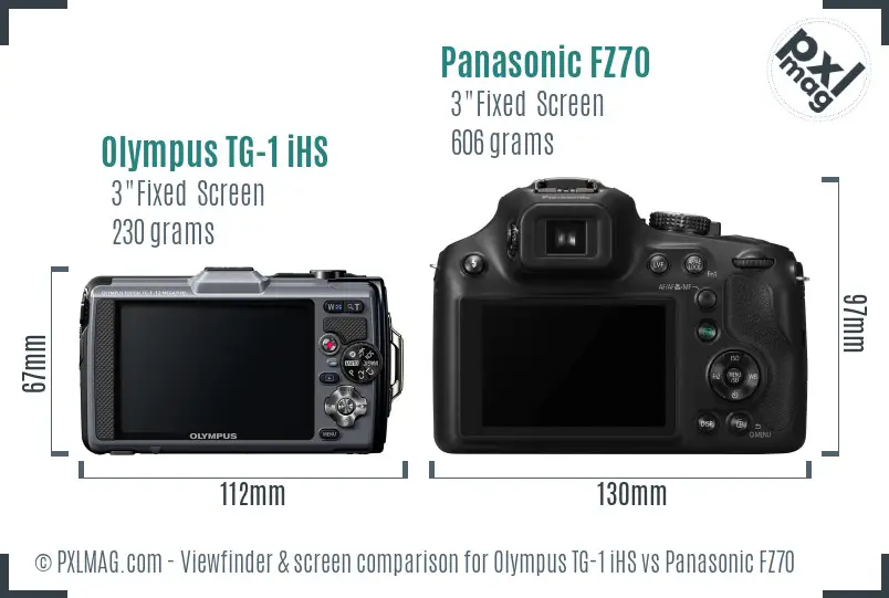 Olympus TG-1 iHS vs Panasonic FZ70 Screen and Viewfinder comparison