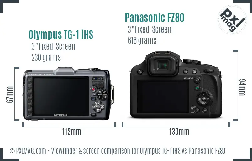 Olympus TG-1 iHS vs Panasonic FZ80 Screen and Viewfinder comparison