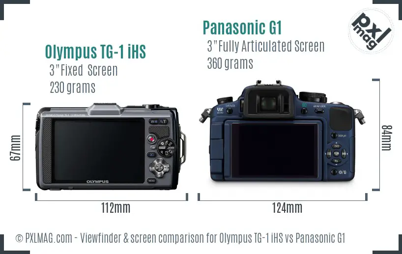 Olympus TG-1 iHS vs Panasonic G1 Screen and Viewfinder comparison
