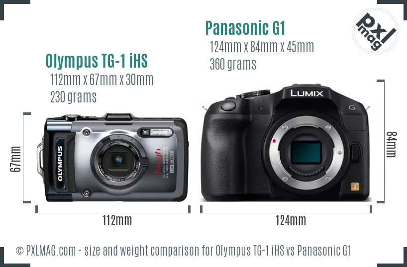 Olympus TG-1 iHS vs Panasonic G1 size comparison