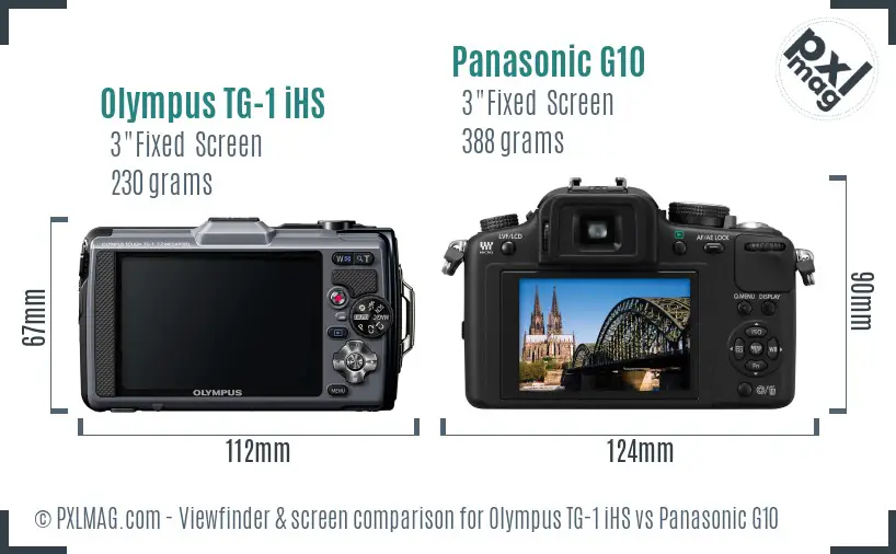 Olympus TG-1 iHS vs Panasonic G10 Screen and Viewfinder comparison