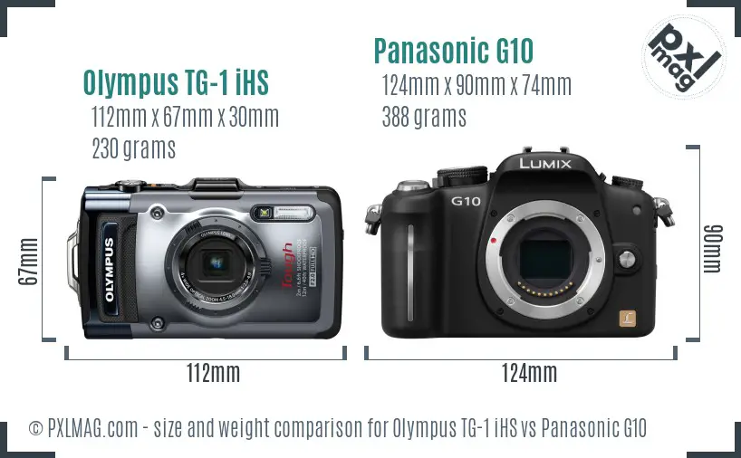 Olympus TG-1 iHS vs Panasonic G10 size comparison