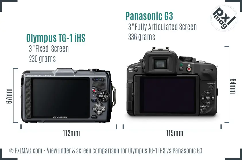 Olympus TG-1 iHS vs Panasonic G3 Screen and Viewfinder comparison