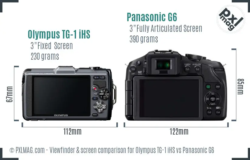 Olympus TG-1 iHS vs Panasonic G6 Screen and Viewfinder comparison