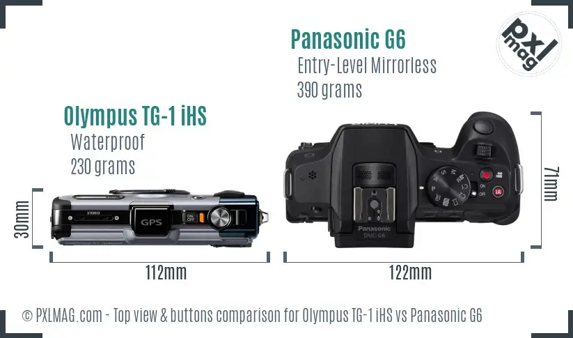 Olympus TG-1 iHS vs Panasonic G6 top view buttons comparison