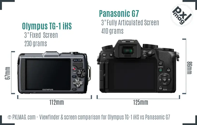 Olympus TG-1 iHS vs Panasonic G7 Screen and Viewfinder comparison